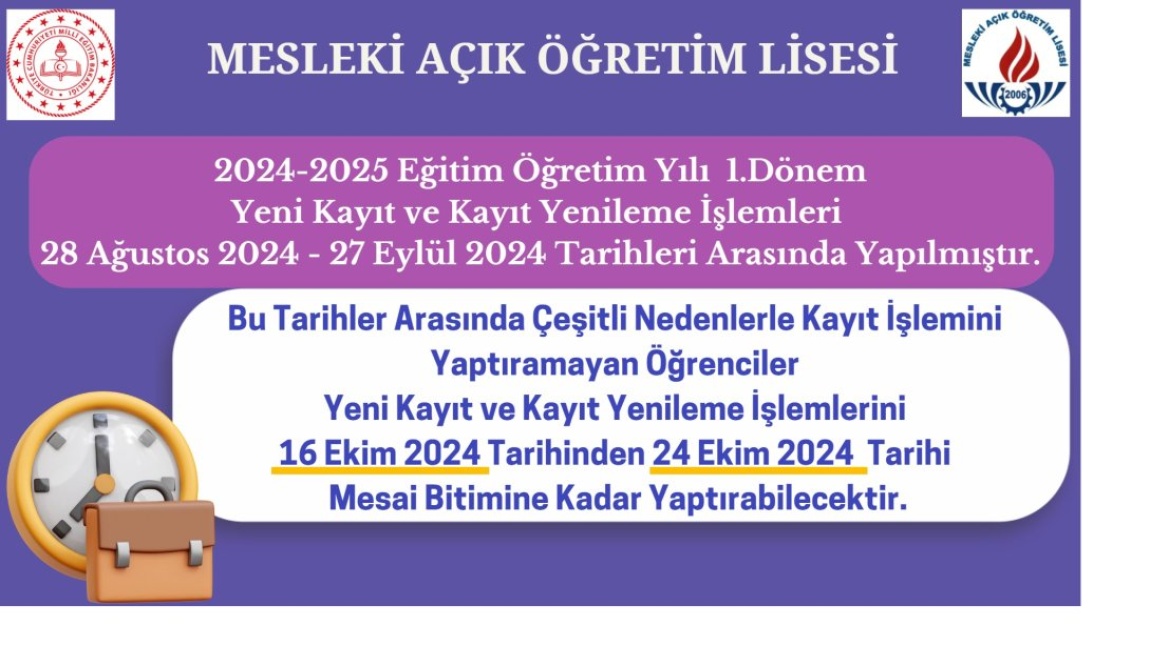 MAOL Kayıt Yenileme ve Yeni Kayıt İşlemleri